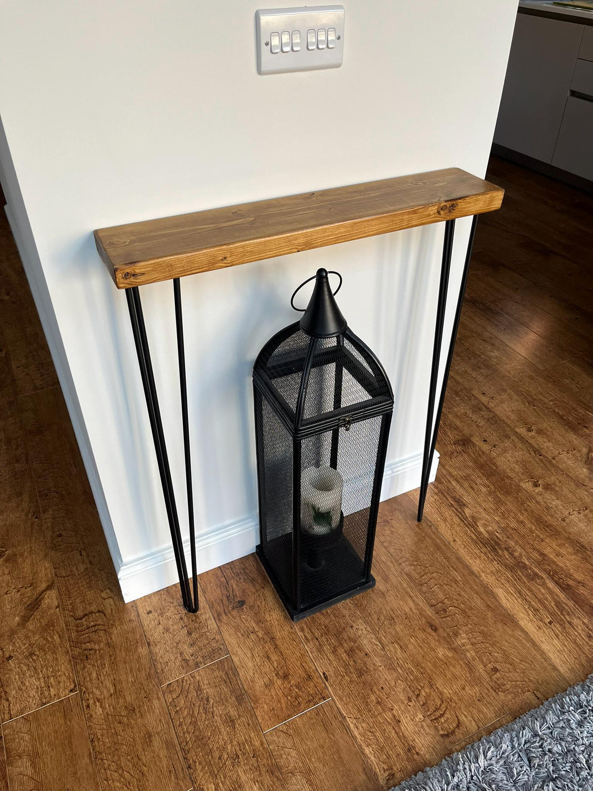 Solid Wood Radiator Shelf Console Table | Slim Hallway Table with Hairpin Legs (3 Colours)