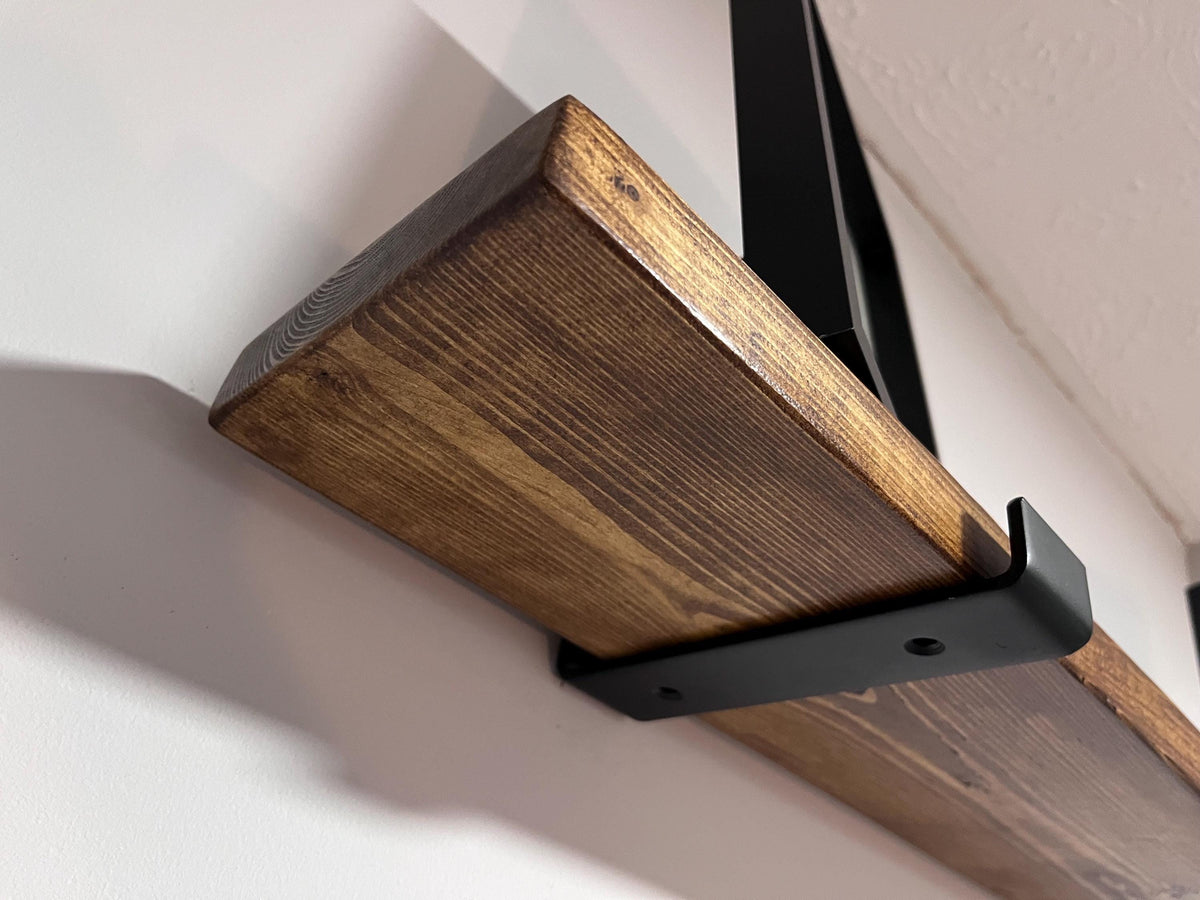 Rustic Style Wooden Radiator Shelf - Dark Oak Colour - Slimline - Multiple Lengths Available - SHELF ONLY