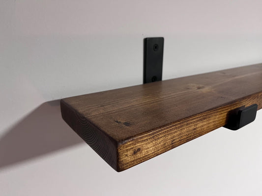 Rustic Style Wooden Radiator Shelf - Dark Oak Colour - Slimline - Multiple Lengths Available - SHELF ONLY