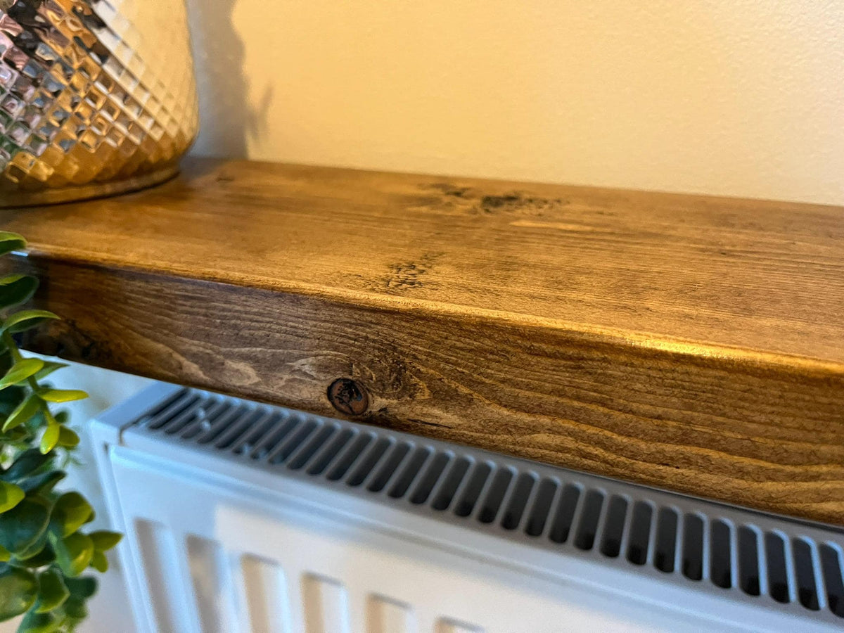Rustic Radiator Shelf with Brackets - Jacobean or Light Brown - Multiple Lengths Available - Handmade