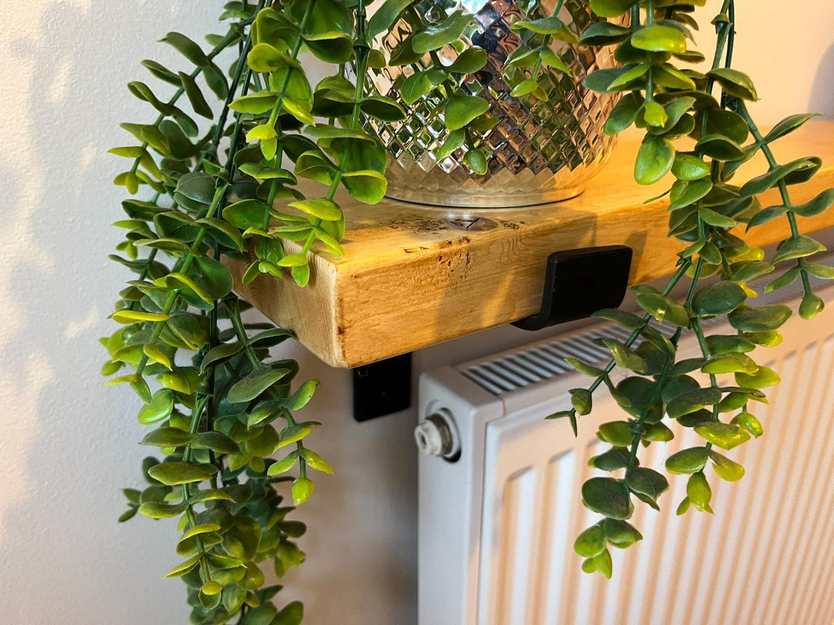 Rustic Radiator Shelf with Brackets - Jacobean or Light Brown - Multiple Lengths Available - Handmade