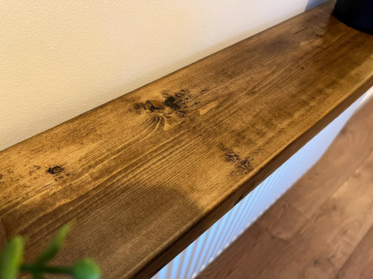Rustic Radiator Shelf with Brackets - Jacobean or Light Brown - Multiple Lengths Available - Handmade